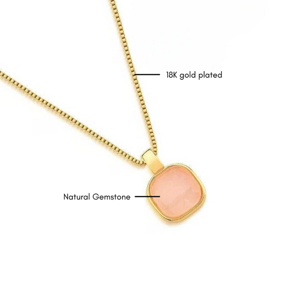 Gemstone Minimalist Square Necklace - 18K Gold plated