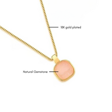 Gemstone Minimalist Square Necklace - 18K Gold plated