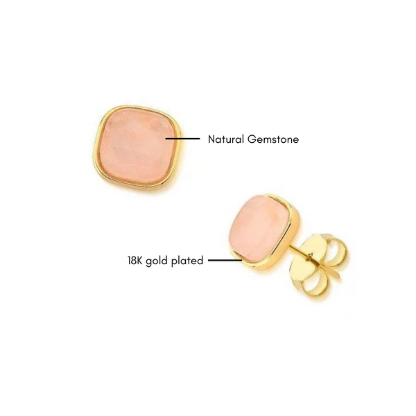 Minimalist Gemstone Square Earrings - Premium 18K Gold plated