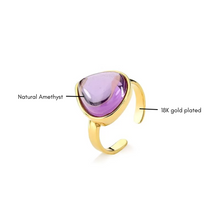 Teardrop Amethyst Adjustable Ring - Premium 18K Gold plated