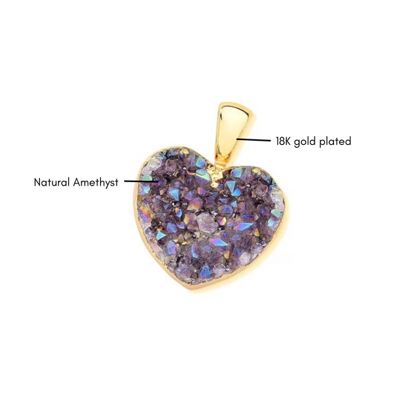 Amethyst Druze Pendant - Premium 18K Gold plated