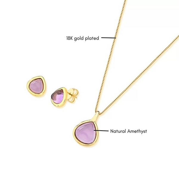 Teardrop Amethyst Set - Premium 18K Gold plated