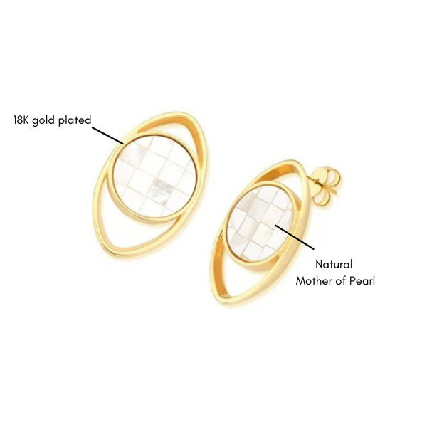 Mosaic Mother of Pearl Earrings - Premium 18K Gold plated