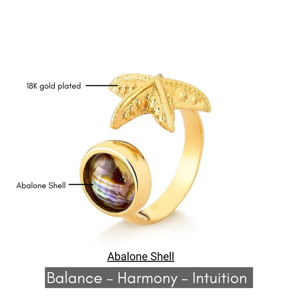 Abalone Shell Starfish Ring - Premium 18K Gold plated