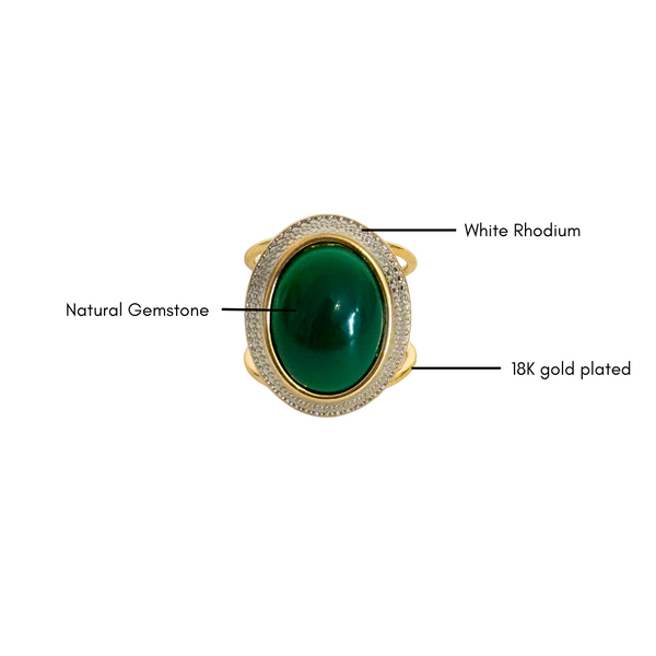 Adjustable Gemstone Ring - Premium 18K Gold plated