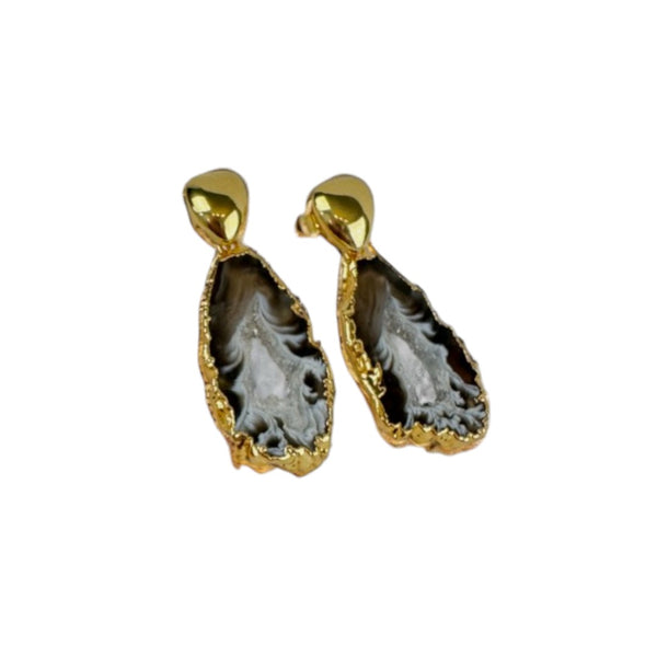 Natural Agate Earrings - Premium 18K Gold plated