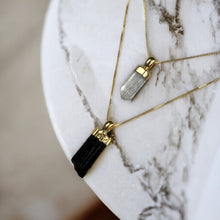 Black Tourmaline and Clear Quartz Necklace - Premium 18K Gold plated