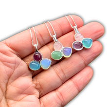 Sterling Silver 3-Gemstone Necklace