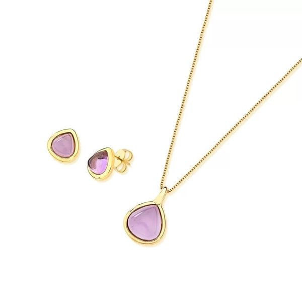 Teardrop Amethyst Set - Premium 18K Gold plated