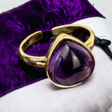 Teardrop Amethyst Adjustable Ring - Premium 18K Gold plated