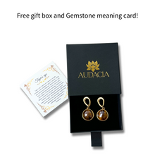 Gemstone Round Earrings - Premium 18K Gold plated