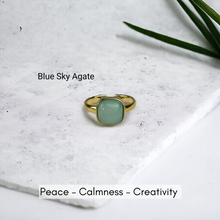 Minimalist Gemstone Square Ring - Premium 18K Gold plated