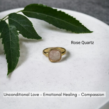 Minimalist Gemstone Square Ring - Premium 18K Gold plated