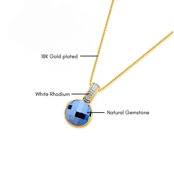 Gemstone Faceted Necklace - Premium 18K Gold plated