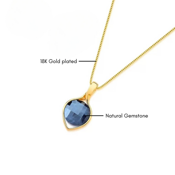 Gemstone Faceted Teardrop Necklace - Premium 18K Gold plated