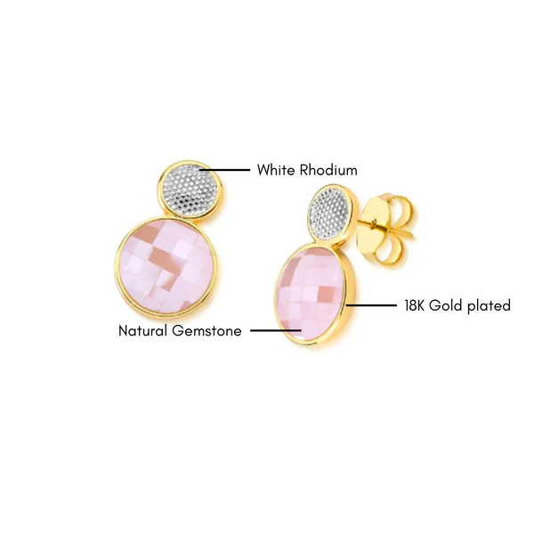 Gemstone Faceted Earrings - Premium 18K Gold plated