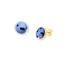 Gemstone Round Faceted Earrings - Premium 18K Gold plated