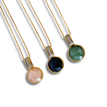 Gemstone Faceted Necklace - Premium 18K Gold plated