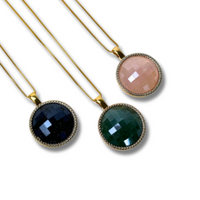 Gemstone Round Faceted Necklace - Premium 18K Gold plated