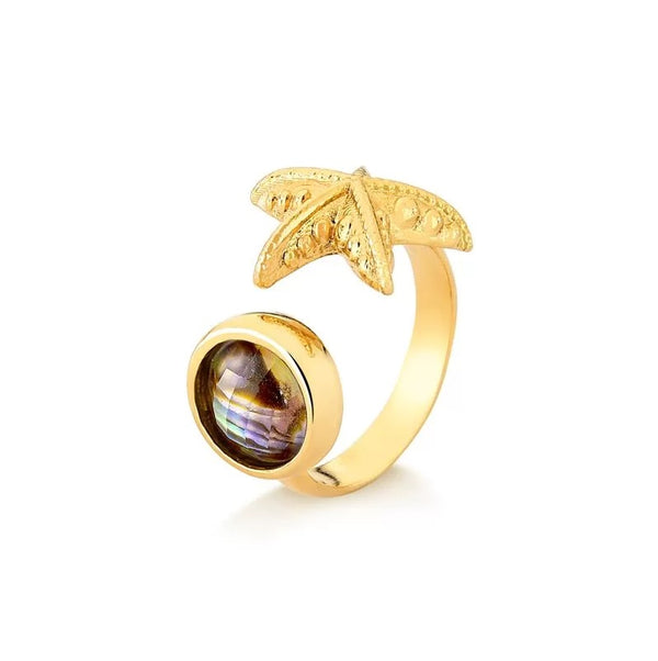 Abalone Shell Starfish Ring - Premium 18K Gold plated