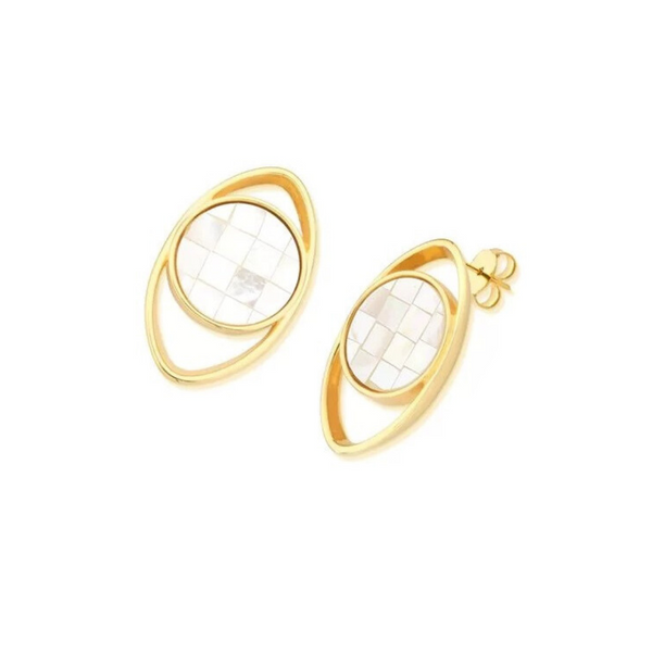 Mosaic Mother of Pearl Earrings - Premium 18K Gold plated