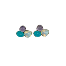 3 Gemstones Earrings - Sterling Silver 925