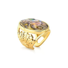 Abalone Shell Adjustable ring - Premium 18K Gold plated